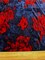 Navy and Red Floral Print Stretch Panne Velour Fabric By the Yard